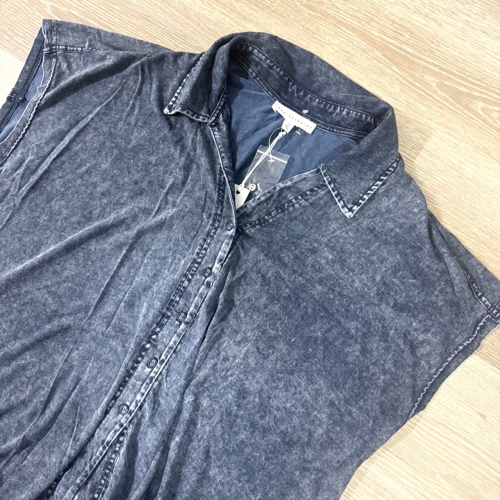 NWT Jane Delancey Blue Tencel Blend Split Neck Sleeveless Blouse Size 1X